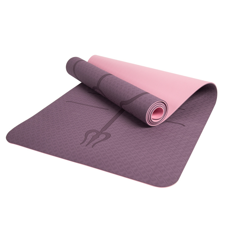 [TẶNG DÂY ĐEO] Thảm tập yoga TPE định tuyến 7mm và 6mm 2 lớp thảm yoga chất liệu cao su non, không mùi độ bám cao