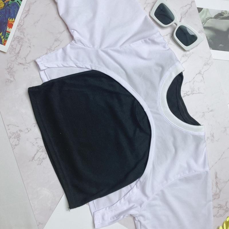 Set Áo Croptop Cổ Tròn Form Rộng Kèm Áo 3 Lỗ A5159