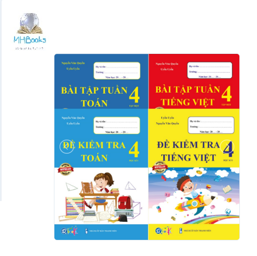 Sách - Combo Bài Tập Tuần và Đề Kiểm Tra Toán - Tiếng Việt 4 - Học Kì 1 (4 cuốn)