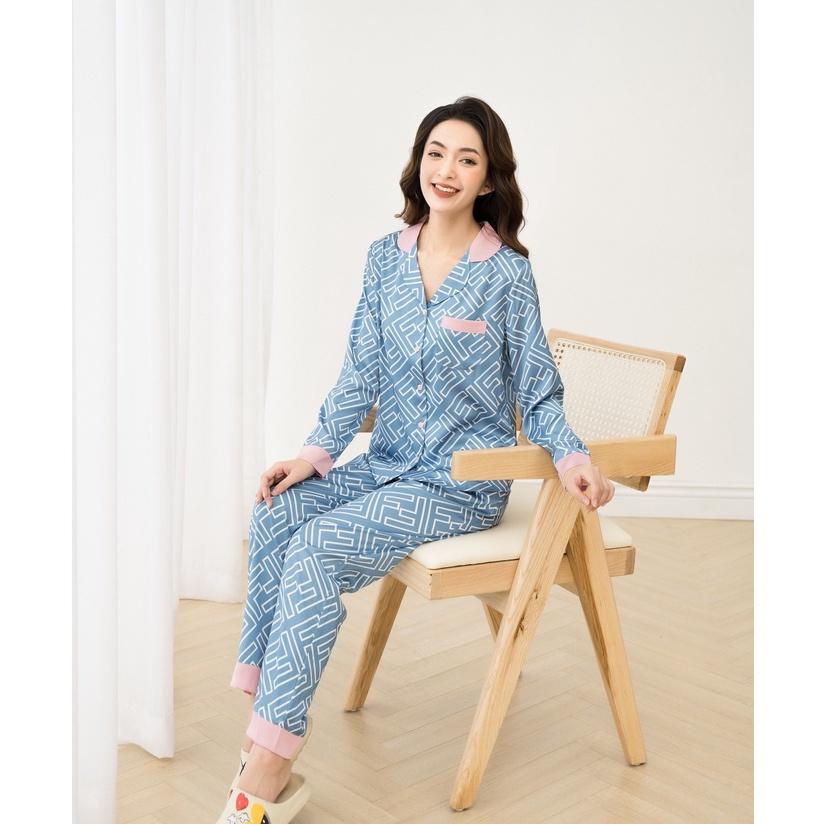 Bộ Đồ Nữ Pijama Dài Tay Lụa Cao Cấp Họa Tiết Đẹp Mềm Mượt Phom Dáng Chuẩn Sang Xịn