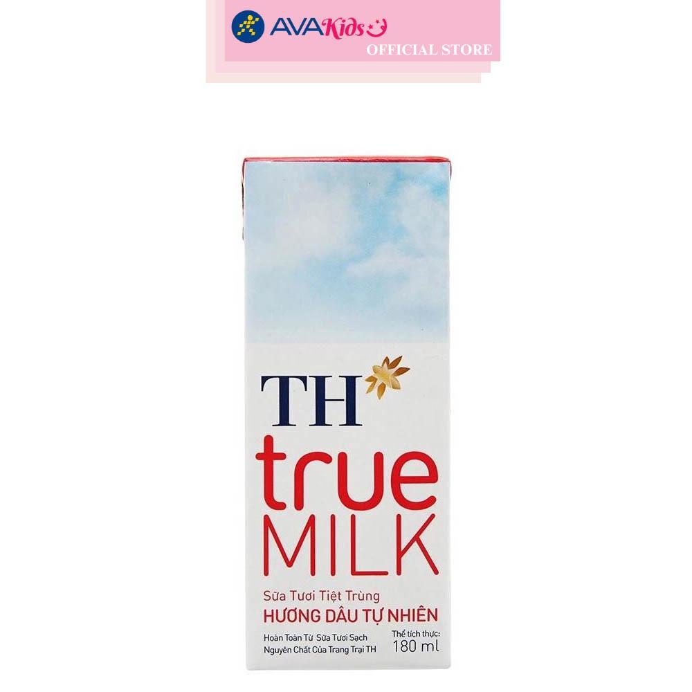 Lốc 4 hộp sữa tươi tiệt trùng TH true MILK có đường hương dâu 180 ml (từ 1 tuổi)
