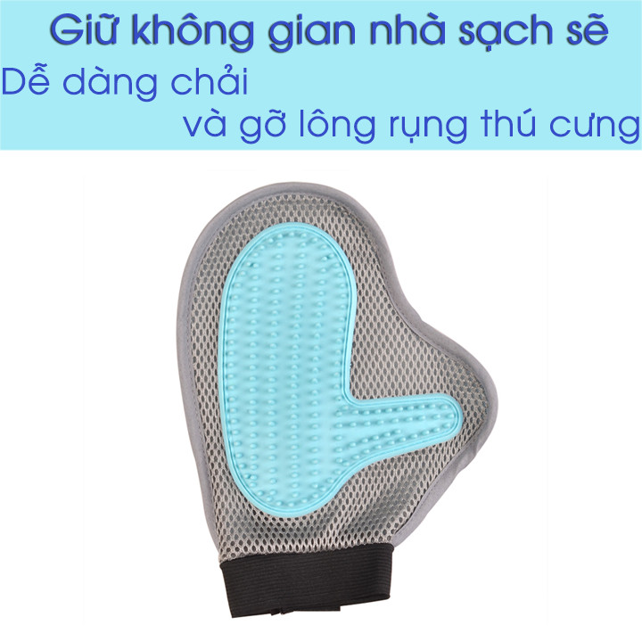 Găng tay chải lông massage và tắm cho thú cưng