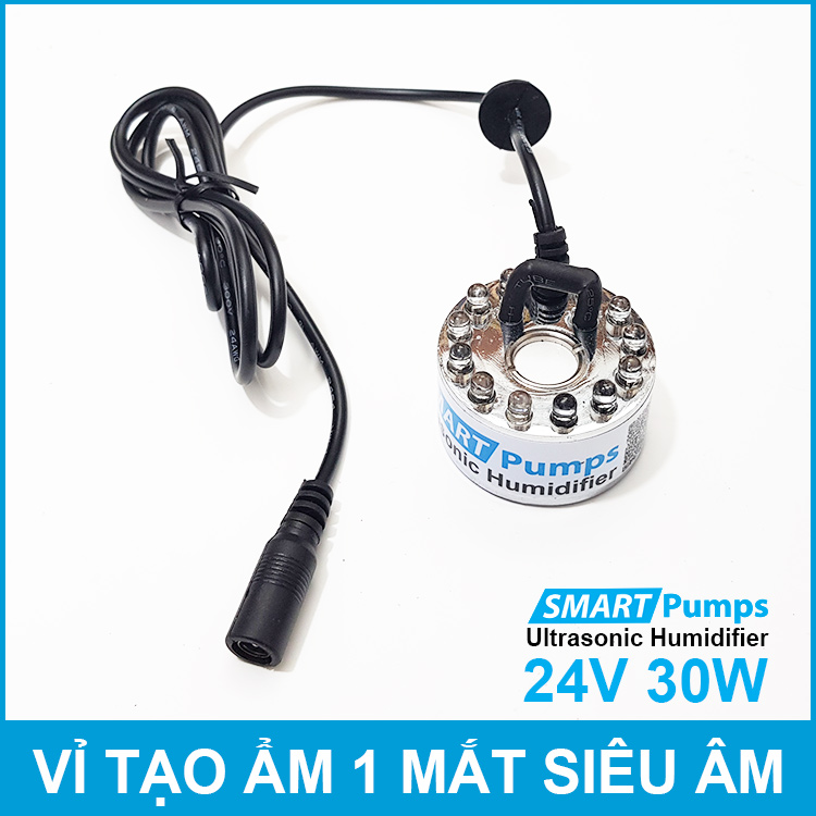 Vỉ tạo ẩm phun sương khói 1 mắt 12 đèn LED 24V 30W Smartpumps chính hãng