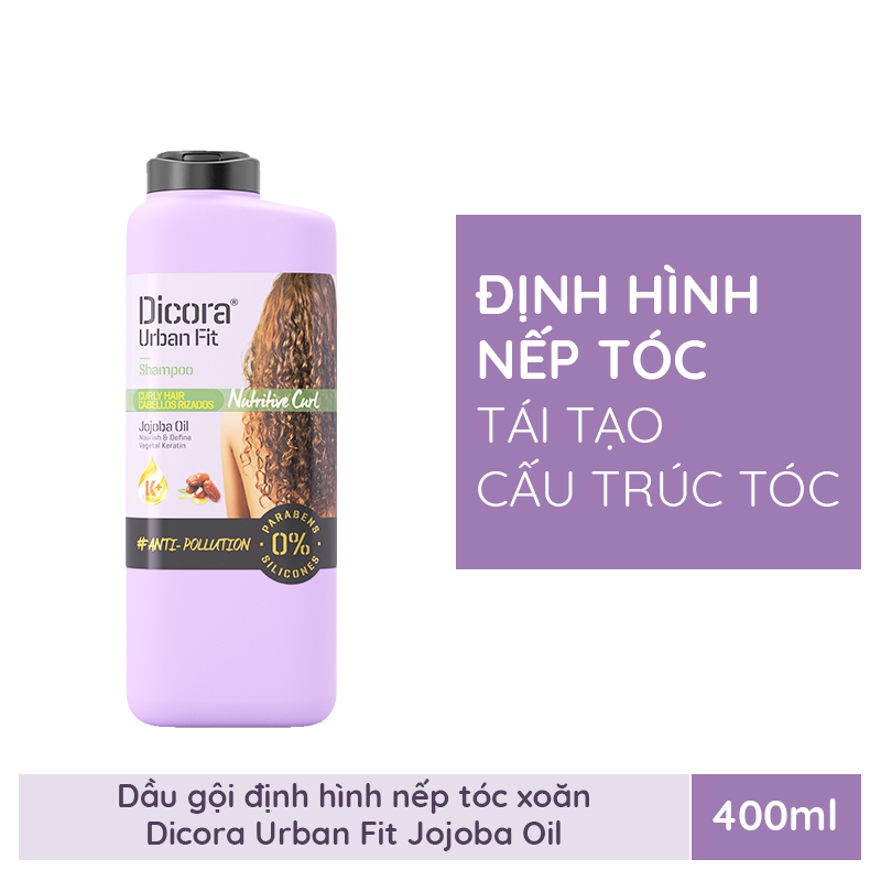 Dầu gội dành cho tóc xoăn Dicora Urban Fit chiết xuất tinh dầu Jojoba 400ml