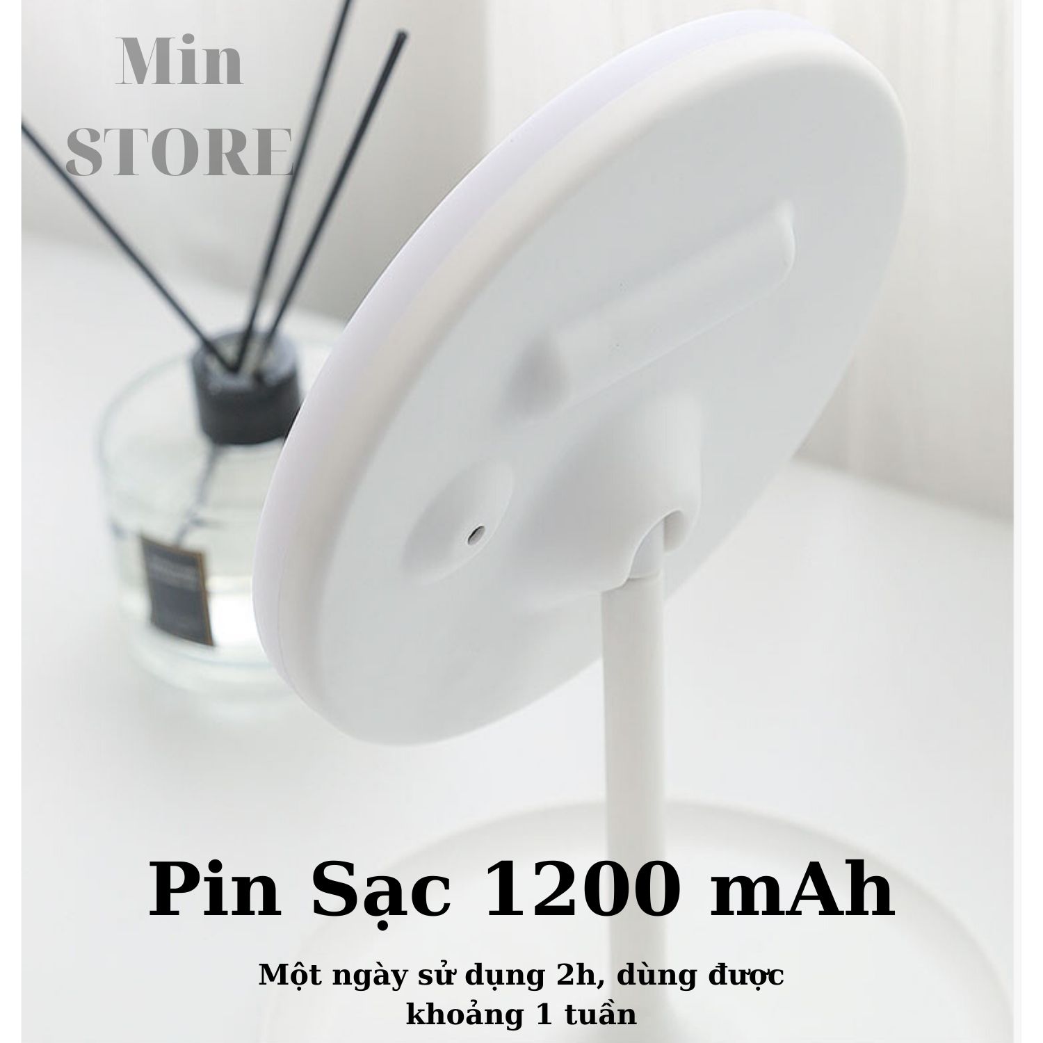 Gương Trang Điểm Có Đèn Led (Cao Cấp) - Cảm Ứng - Pin Sạc 1200 mAh - Đèn 3 Màu - Tăng Giảm Sáng - BEYOU