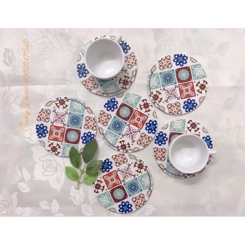 Miếng LÓT CỐC hoạ tiết Vintage, CHỐNG THẤM NƯỚC, SIÊU BỀN - Hàng Đẹp