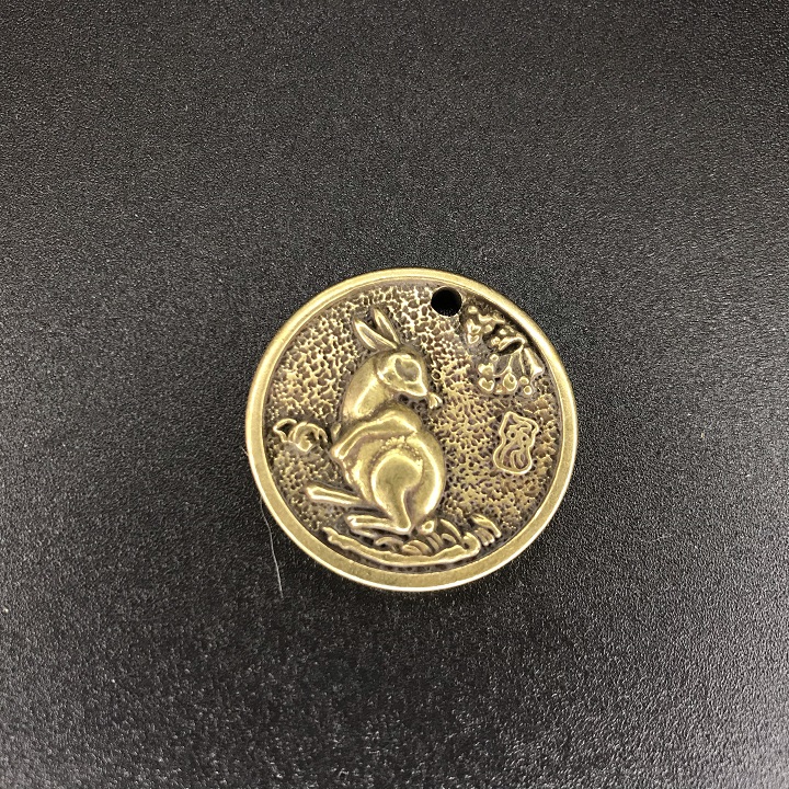 Mặt đồng xu đồng hình con Thỏ, làm móc đeo chìa khóa, mặt dây chuyền, quà tặng người thân, bạn bè ý nghĩa - SP002433