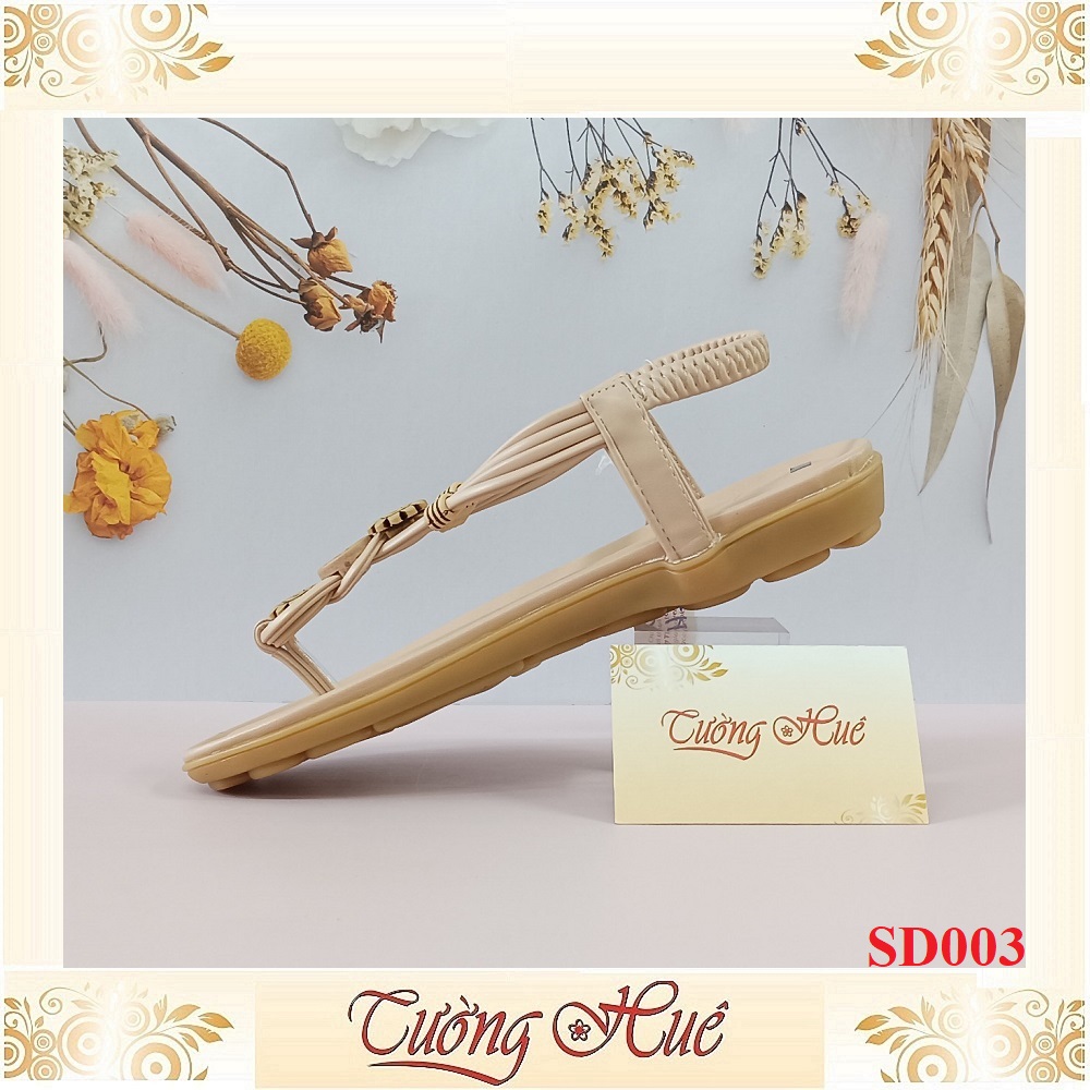 Sandal Nữ Xỏ Ngón Đế Bệt Quai Hình Hoa - SD003