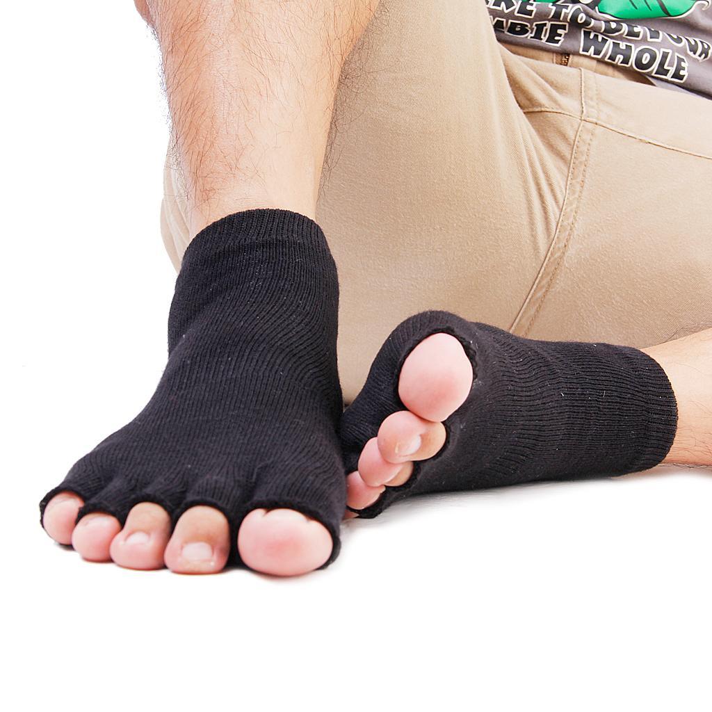 6x1 Pair Unisex Five Fingers Open Toe Socks Breathable Warm Yoga Casual Black