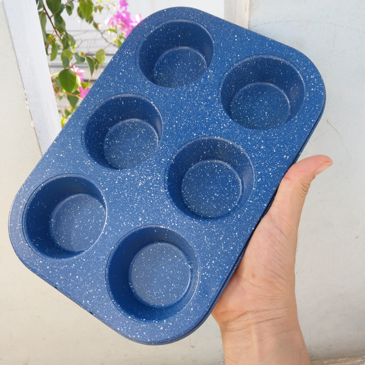 Khuôn nướng bánh cupcake, muffin, rau câu 6 ô - T0113