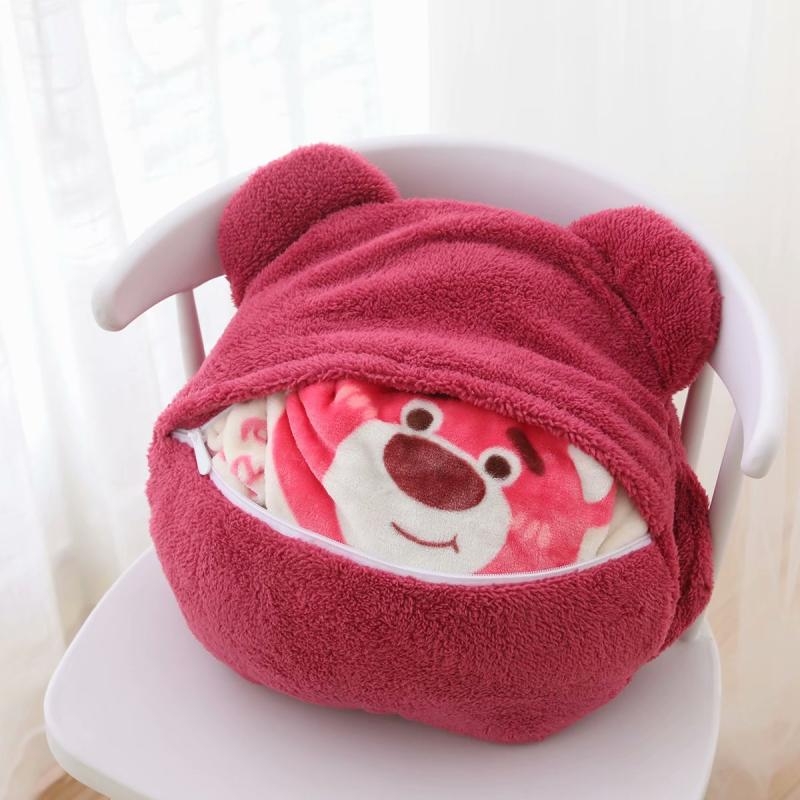 Gối Chăn Mền Lotso Huggin Bear Lông Xù 3 in 1 Có Ủ Tay Cao Cấp