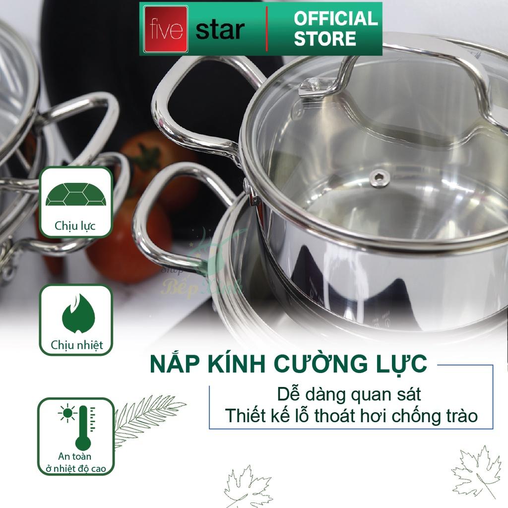 Bộ nồi chảo 3 lớp đáy liền inox 304 cao cấp Fivestar Plus dùng được mọi bếp , bảo hành 25 năm