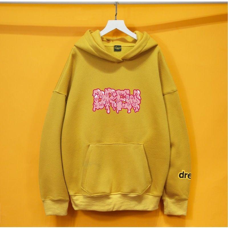 Áo hoodie drew chữ hồng,chất liệu vải nỉ bông dày cao cấp,in decal cao cấp