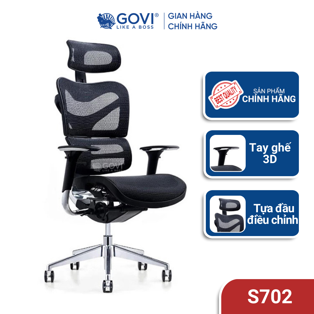 Ghế công thái học GOVI Ergonomic Solo S702 Thiết kế bảo vệ sức khỏe