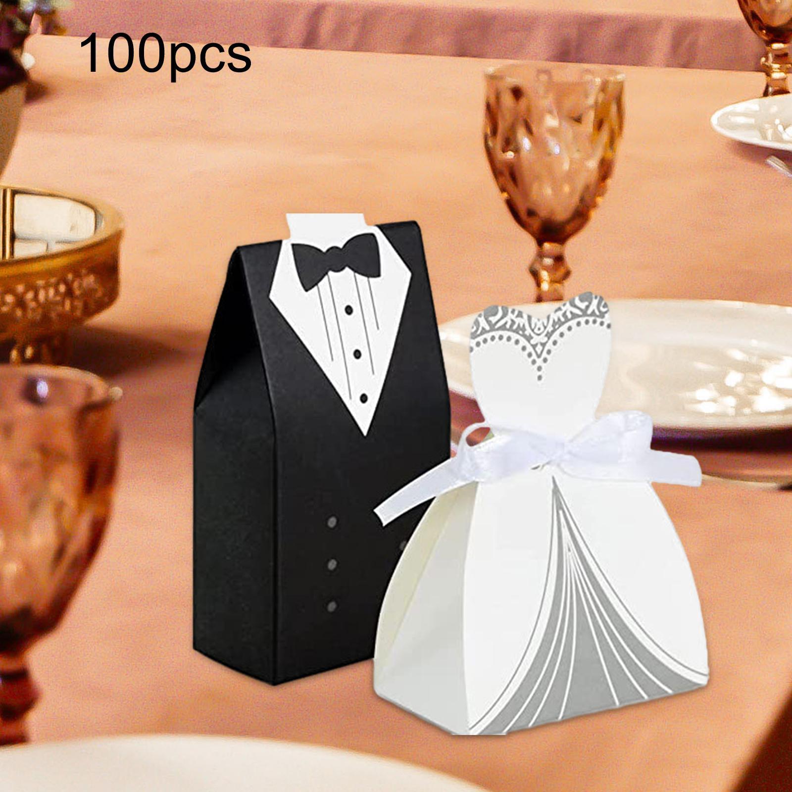 100x Candy Boxes Bride and Groom Favor Boxes for Party Guests Bridal Shower