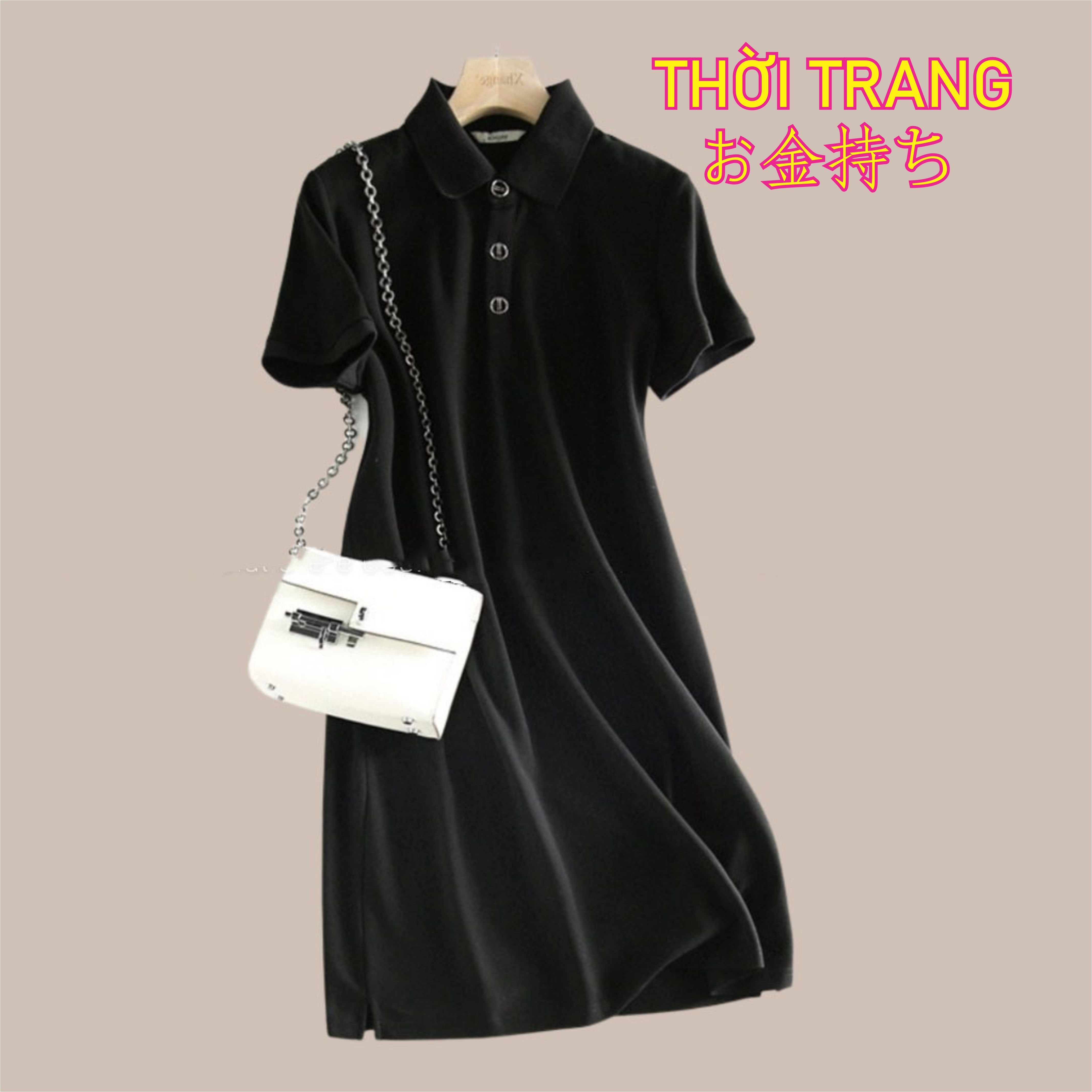 Đầm váy polo dáng suông cổ sơ mi cộc tay 594
