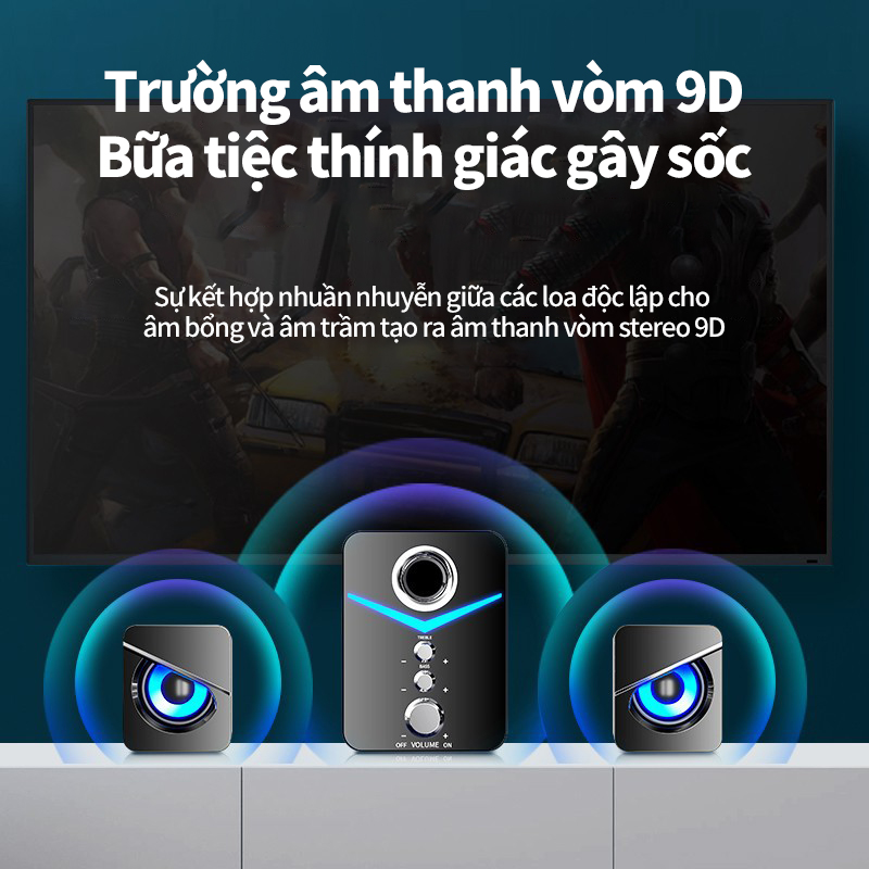 Loa Máy Tính Bluetooth- Loa Vi Tính Để Bàn Sothing D-221 Bass Cực Đã, Có Led, Thiết Kế Nhỏ Gọn- Hàng Chính Hãng