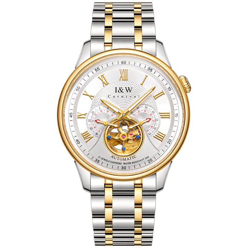 Đồng Hồ Nam I&amp;W Carnival 613G Chính Hãng Full Box Chống Nước Kính Chống Xước Dây Thép Cao Cấp BH 60T (Máy Cơ Tự Động)