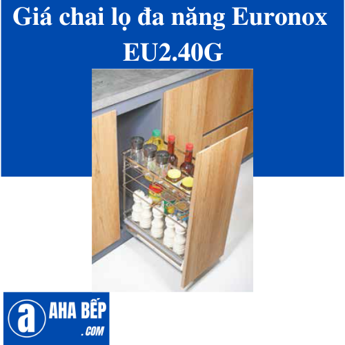 GIÁ CHAI LỌ ĐA NĂNG NAN DẸT 3 TẦNG INOX BÓNG EURONOX EU2.40G. Hàng Chính Hãng