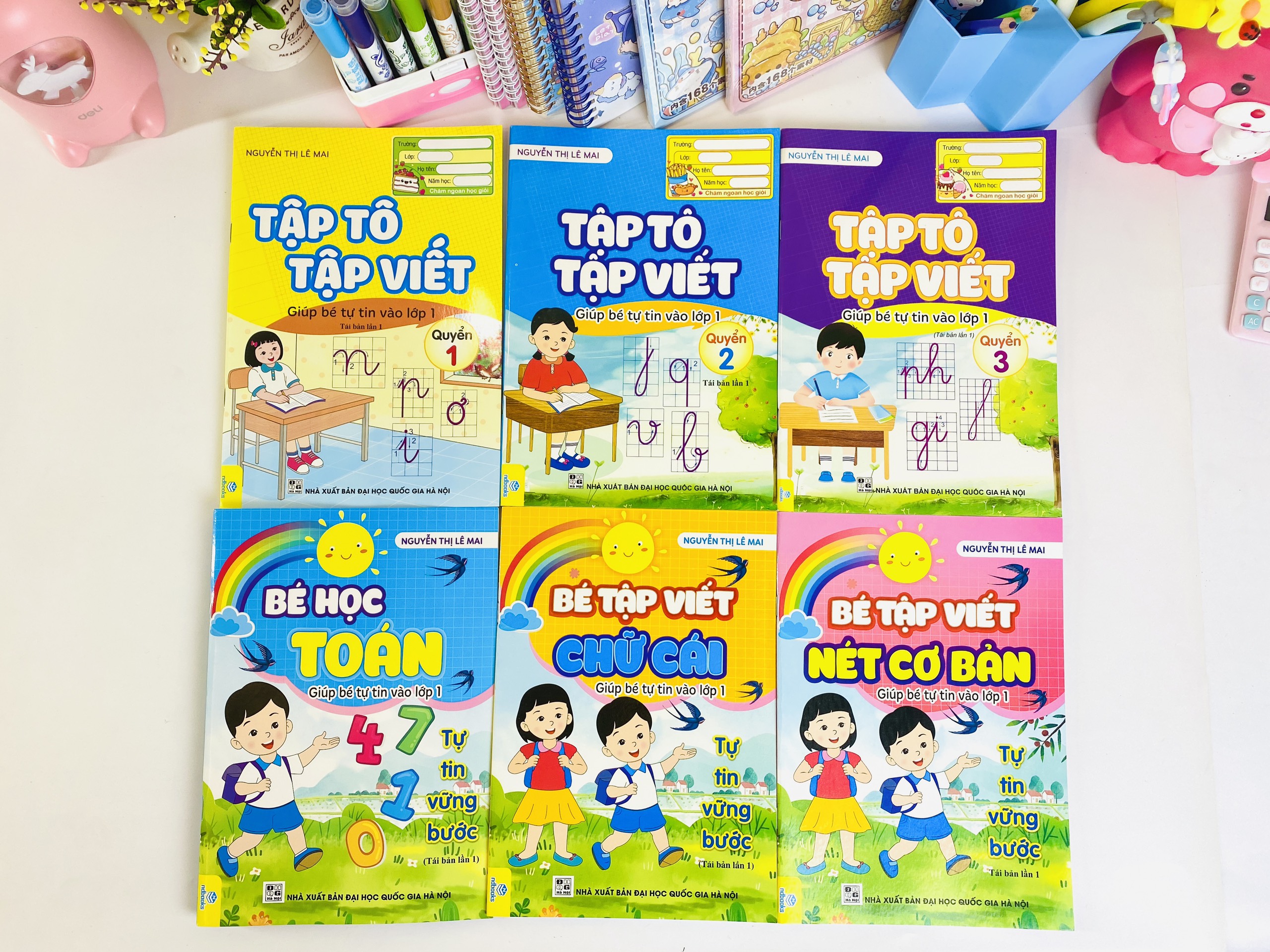 Sách - Combo 6 cuốn: Bé học Toán, Bé tập Tô Tập Viết, Bé Tập Viết - Giúp bé tự tin vào lớp 1 (Ng T. Lê Mai) - Ndbooks