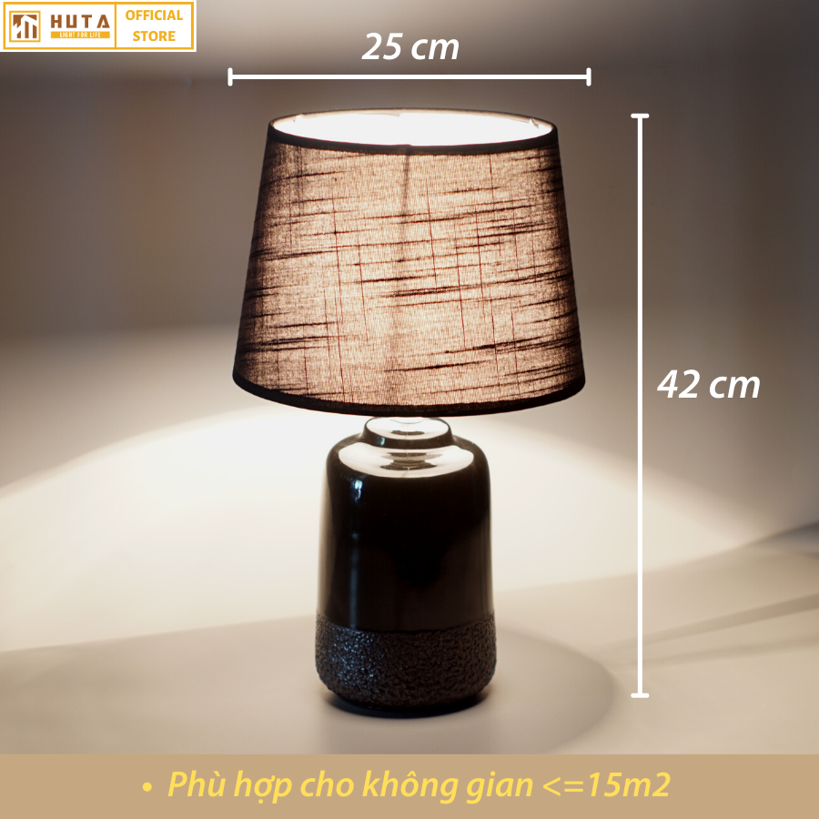 Đèn Ngủ Để Bàn Gốm Sứ Cao Cấp HUTA S17 Độc Đáo, Sang Trọng, Decor Phòng Ngủ Khách Sạn, Tăng Giảm Độ Sáng, Ánh Sáng Vàng