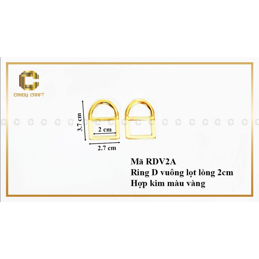 Ring D vuông - 2 cái vàng 1.5cm