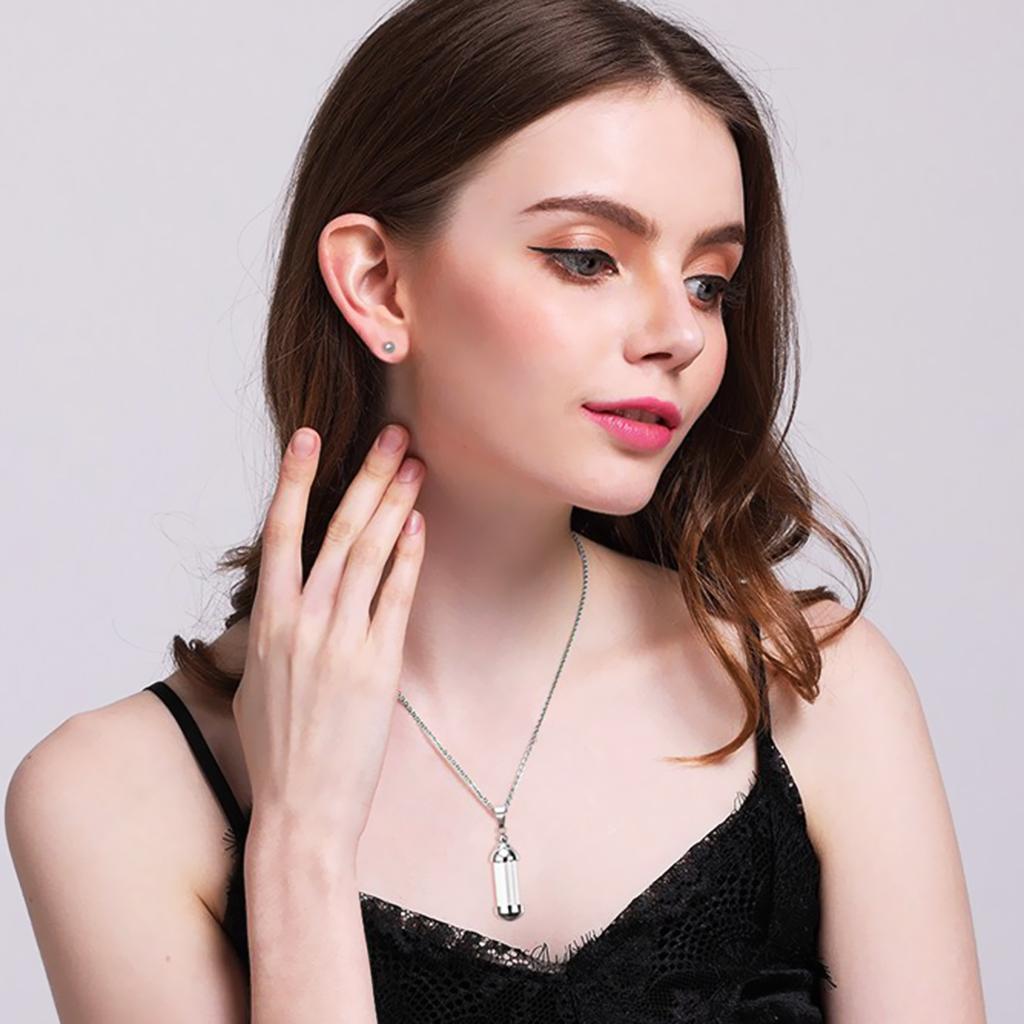 5Pcs Stainless Steel Screw  Tube Glass Bottle Urn Charms Pendant Necklace