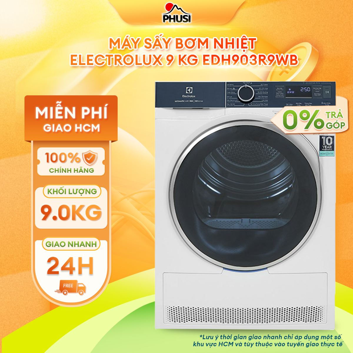 Máy Sấy Bơm Nhiệt Heat Pump UltimateCare 900 EDH903R9WB Màu Trắng 9kg - Heat Pump bảo vệ sợi vải, tránh co rút và biến dạng quần áo [Hàng chính hãng]