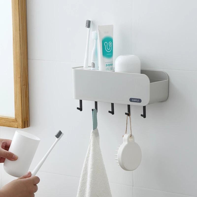 Giá Đỡ Bàn Chải Đánh Răng Có Móc Treo Tường Đa Năng Tiện Dụng Cho Nhà Tắm