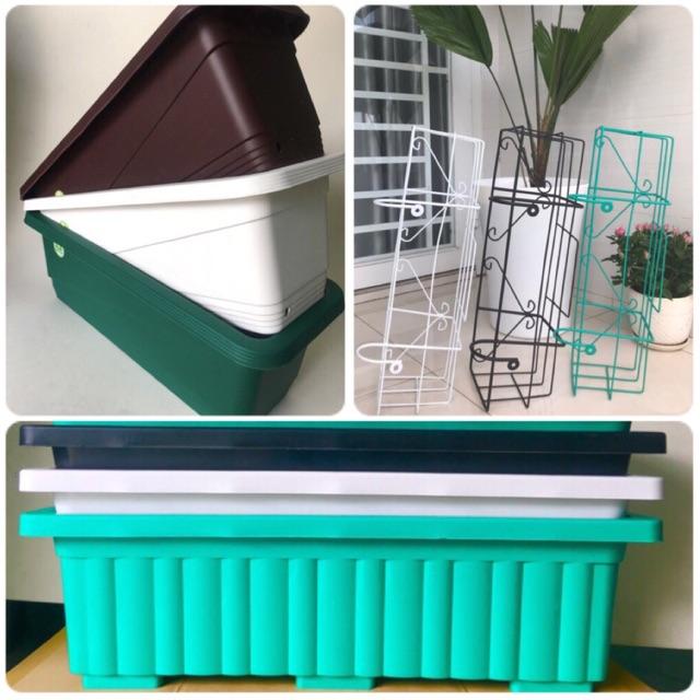 Combo 4 Bộ Chậu Nhựa Vuông Dài + móc treo treo đa năng - Multi-function Square/Long Plastic Pots Set