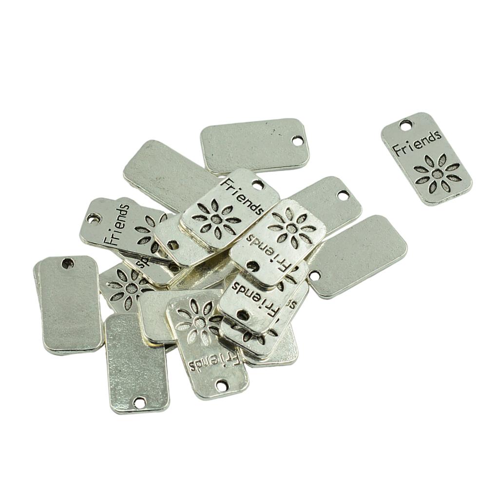 20 Pieces Alloy Rectangle Flower Pendants Charms Findings for DIY Jewelry Making