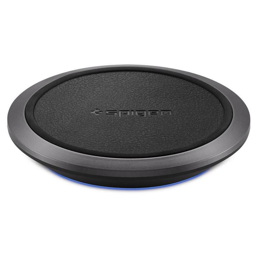 Đế sạc Spigen Essential F308W Wireless Fast Charger Black (10W) - Hàng chính hãng