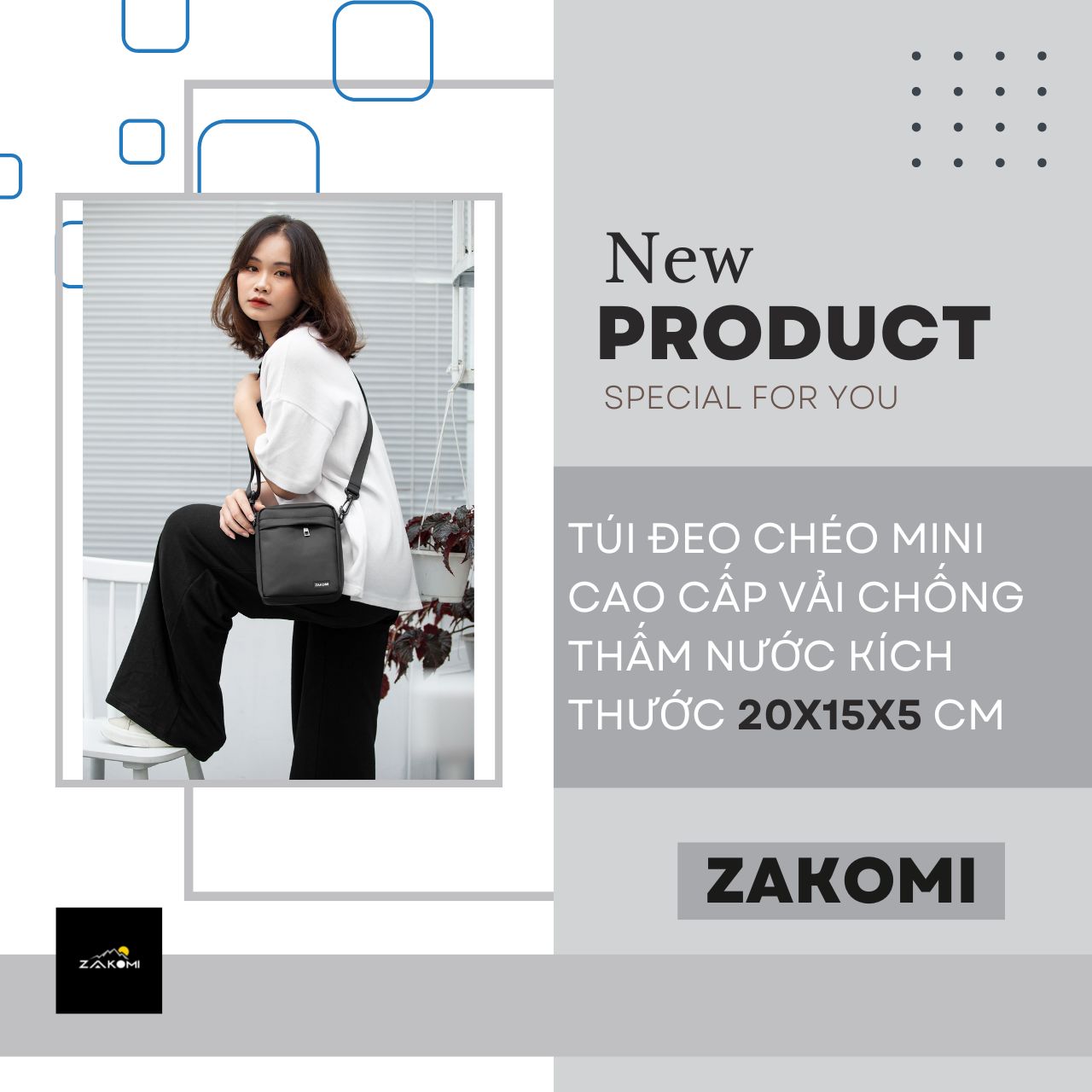 Túi đeo chéo thời trang Unisex Zakomi vải cao cấp chống thấm nước ZTDC001 - Bảo hành 12 tháng