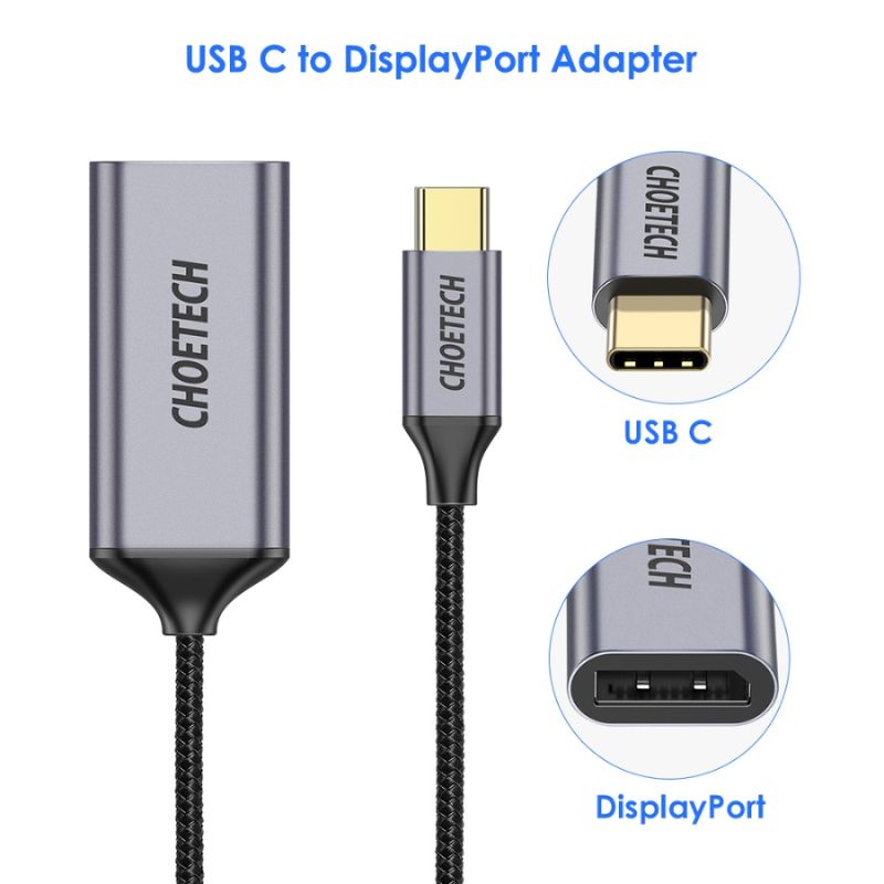 HUB Choetech HUB-H11 chuyển từ TYPE C sang Displayport 4K@60Hz (Hàng chính hãng)