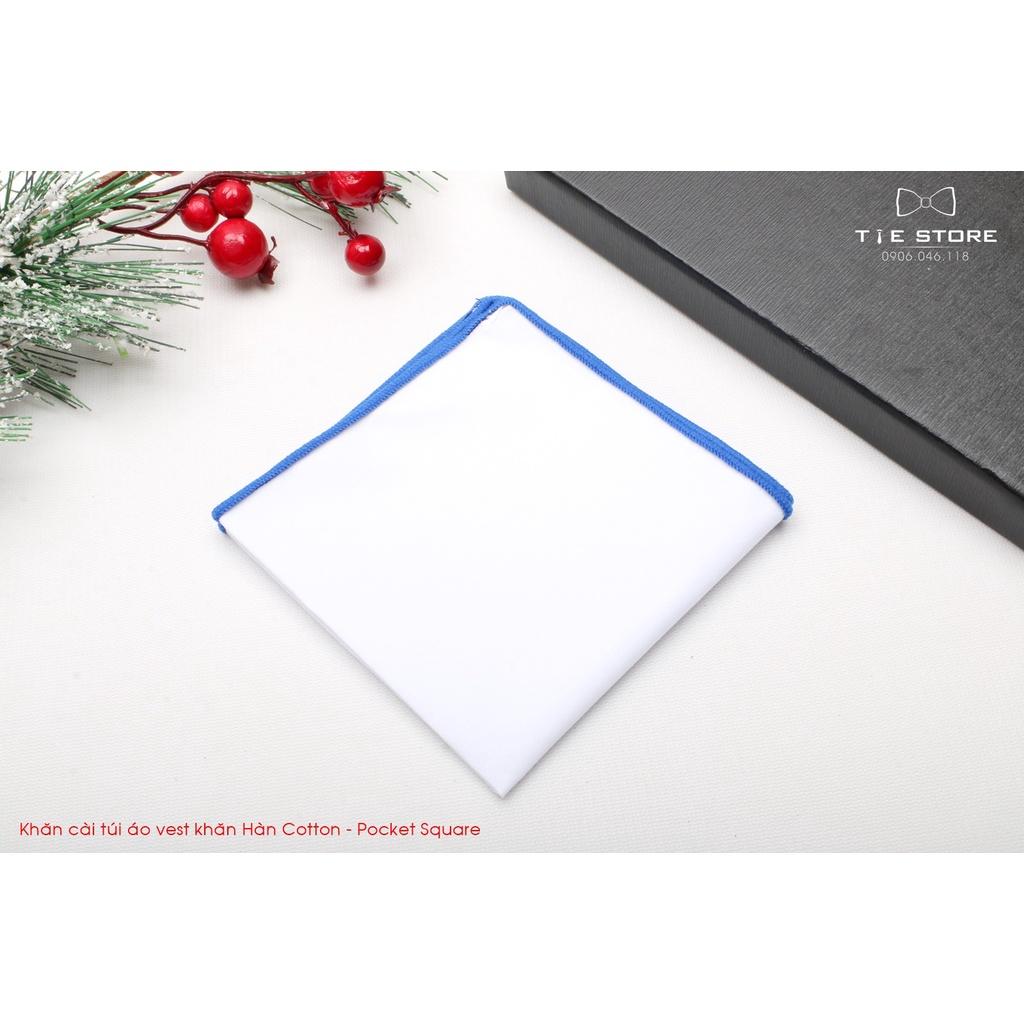 Khăn Cài Túi Áo Vest - Pocket Square, phụ kiện lịch lãm, trơn màu trắng viền