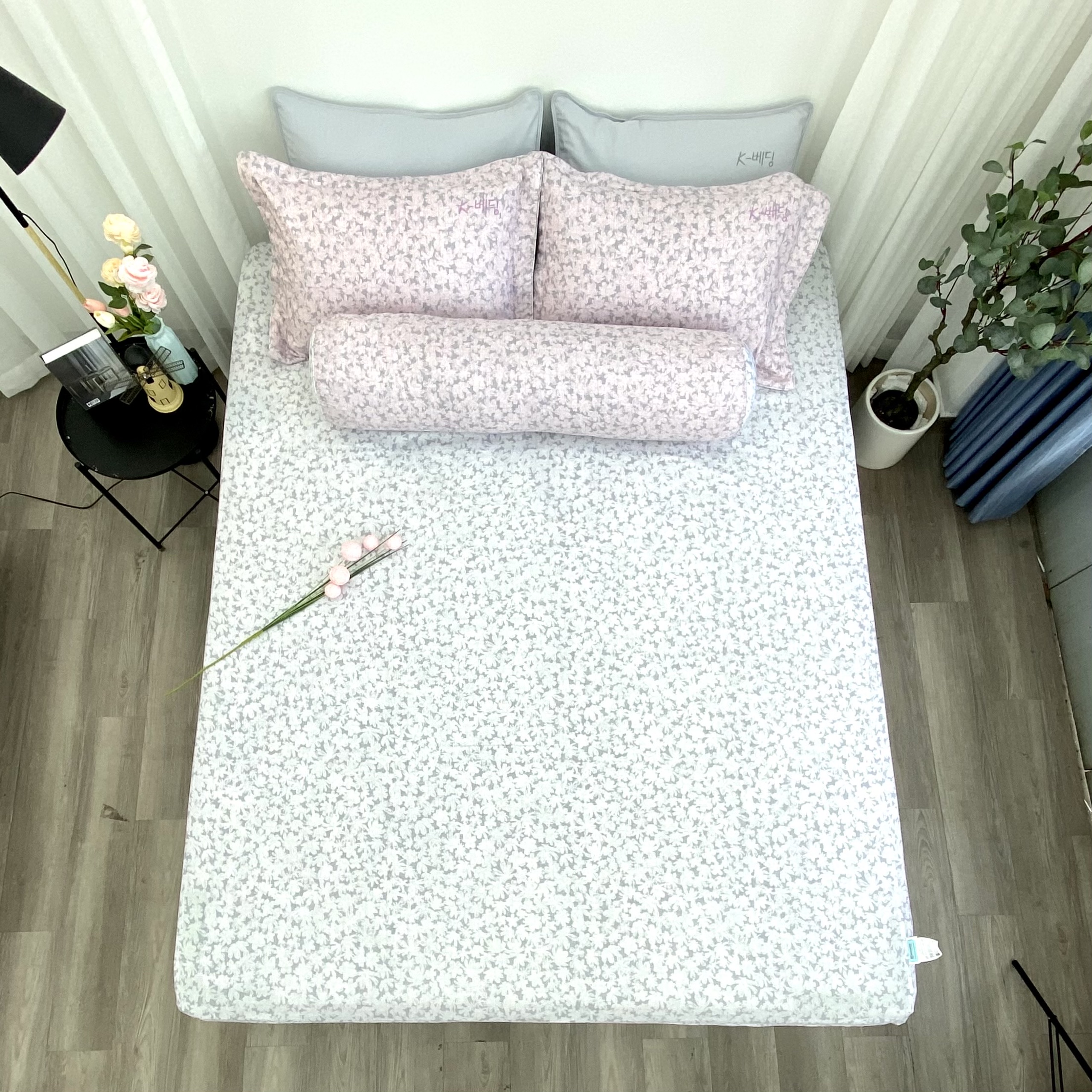 Bộ ga giường  KBedding by Everon KMTP 113 Microtencel Hồng in hoa (4 món)