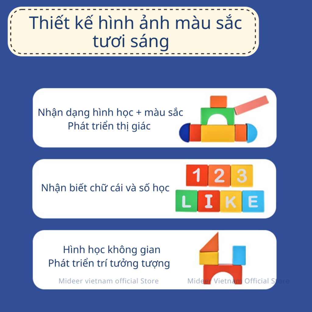 Đồ chơi gỗ thông minh Mideer Creative Building Blocks , Đồ chơi trí tuệ dành cho bé từ 1,2,3,4,5,6,7 tuổi