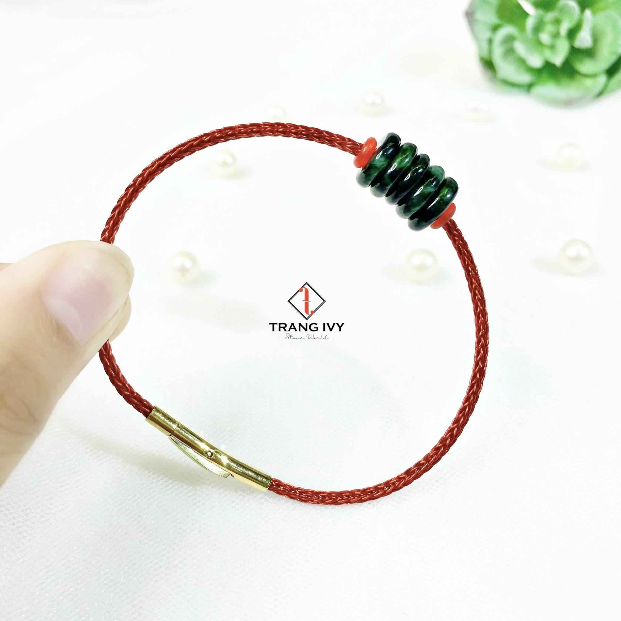Vòng Tay Đồng Điếu Ngọc Sơn Thuỷ Ngũ Phúc