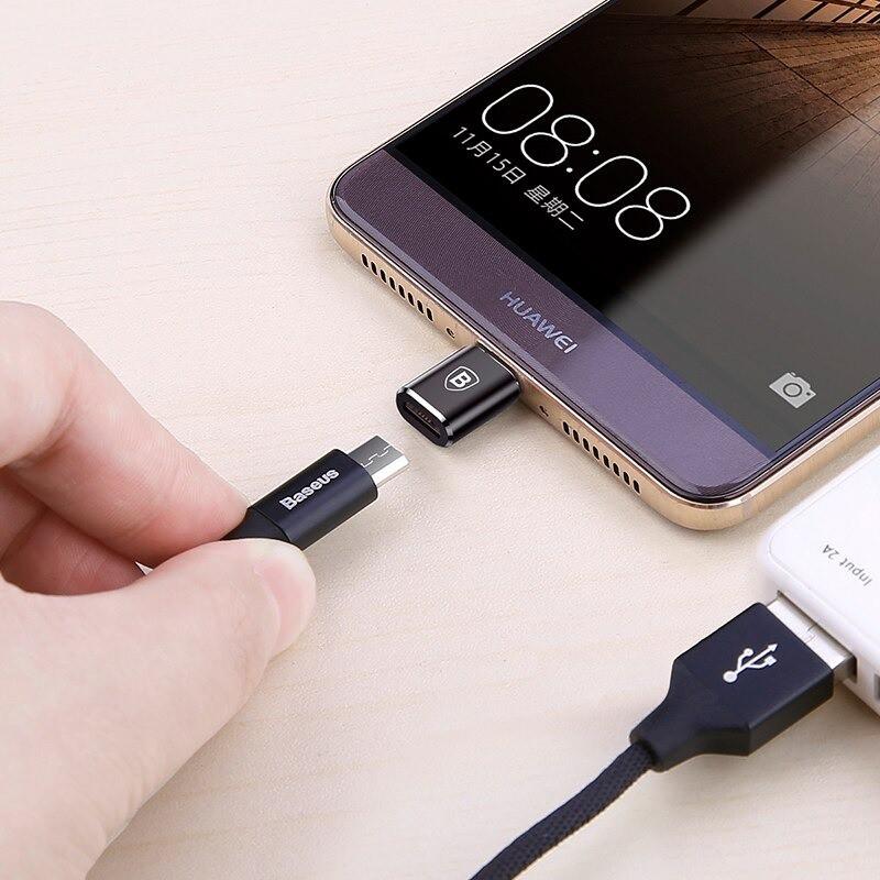 Đầu Chuyển Micro USB Sang USB Type C 2.4 Baseus -Hàng Chính Hãng