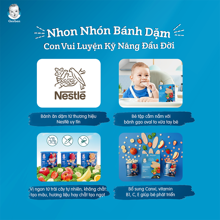 Combo 2 Bánh Ăn Dặm Nestlé Gerber Chính Hãng - Combo 2 Nhon Nhón Bánh Dặm [Tặng Đồ Chơi Cho Bé Ngẫu Nhiên]