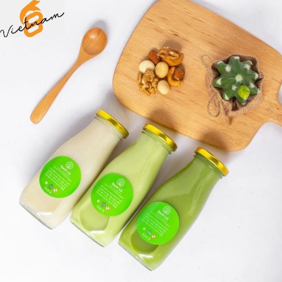 Combo 8 Chai Thủy Tinh 300ml Nắp Vàng Đựng Sữa Hạt/ Nước Ép Sinh Tố