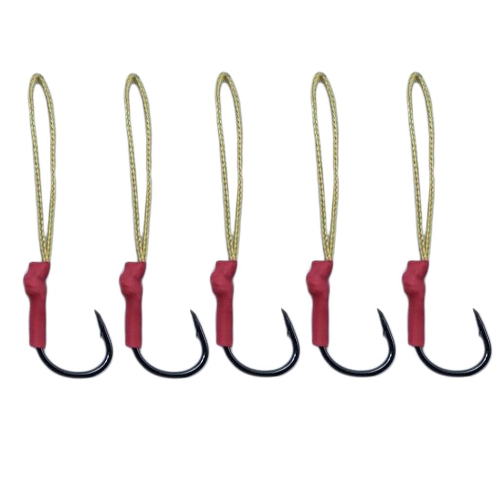 5 Pieces Jigging Assist Hooks Assist Fishing Hooks with White PE Line 01
