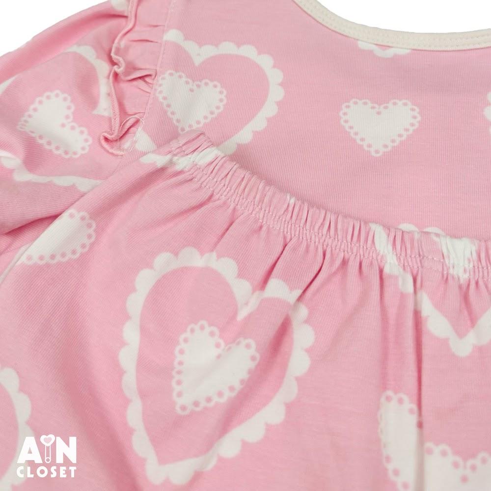 Bộ quần áo Dài bé gái họa tiết Tim Hồng Thun cotton - AICDBG3KNZP8 - AIN Closet