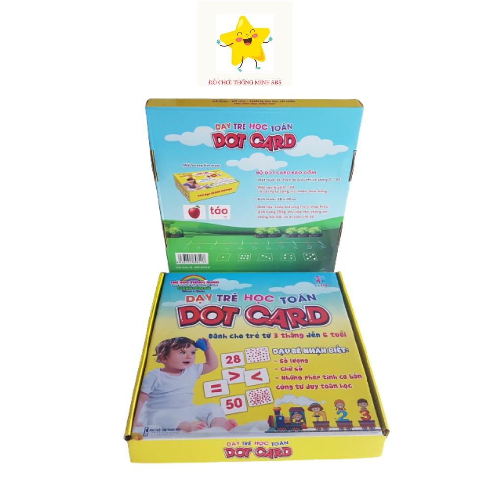 Bộ thẻ chấm 56 thẻ (số từ 0-50 và 5 dấu) Dot card 21x21cm to dày đẹp Giúp con học Toán Flashcard Glenn Doman