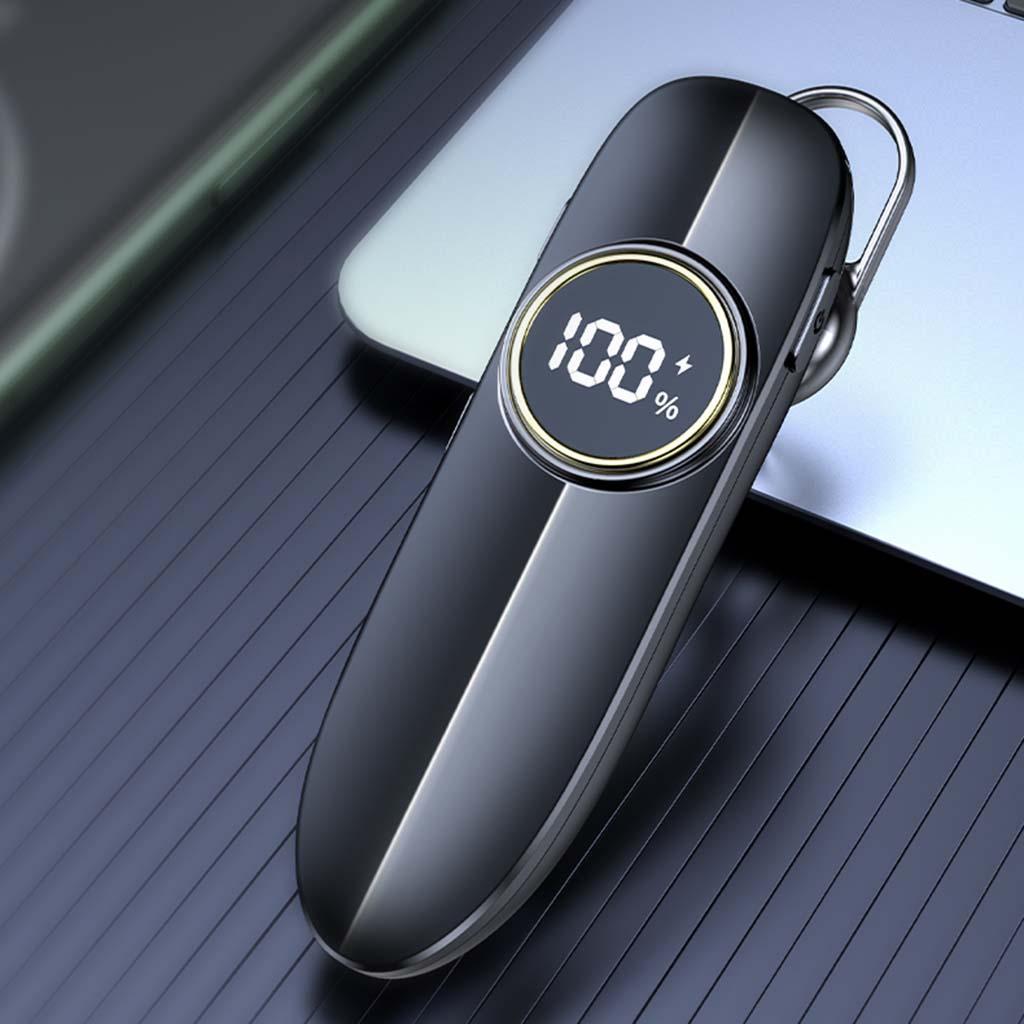 Bluetooth 5.2 Earphone IPX7 Waterproof 48H Call LED Battery Display Single-Ear Headset for Running Office Driving Business Handsfree