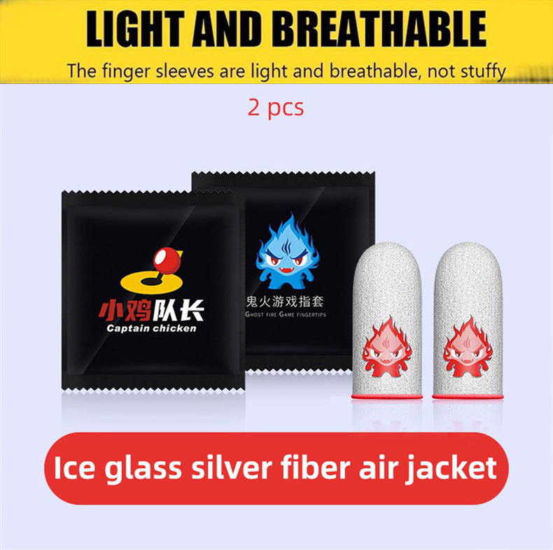 Hình ảnh Bao tay chơi game ff siêu nhạy Sợi Ice Glass Silver Ghost Fire Găng tay Mobile cảm ứng chống mồ hôi chống trượt - Bộ 2 ngón