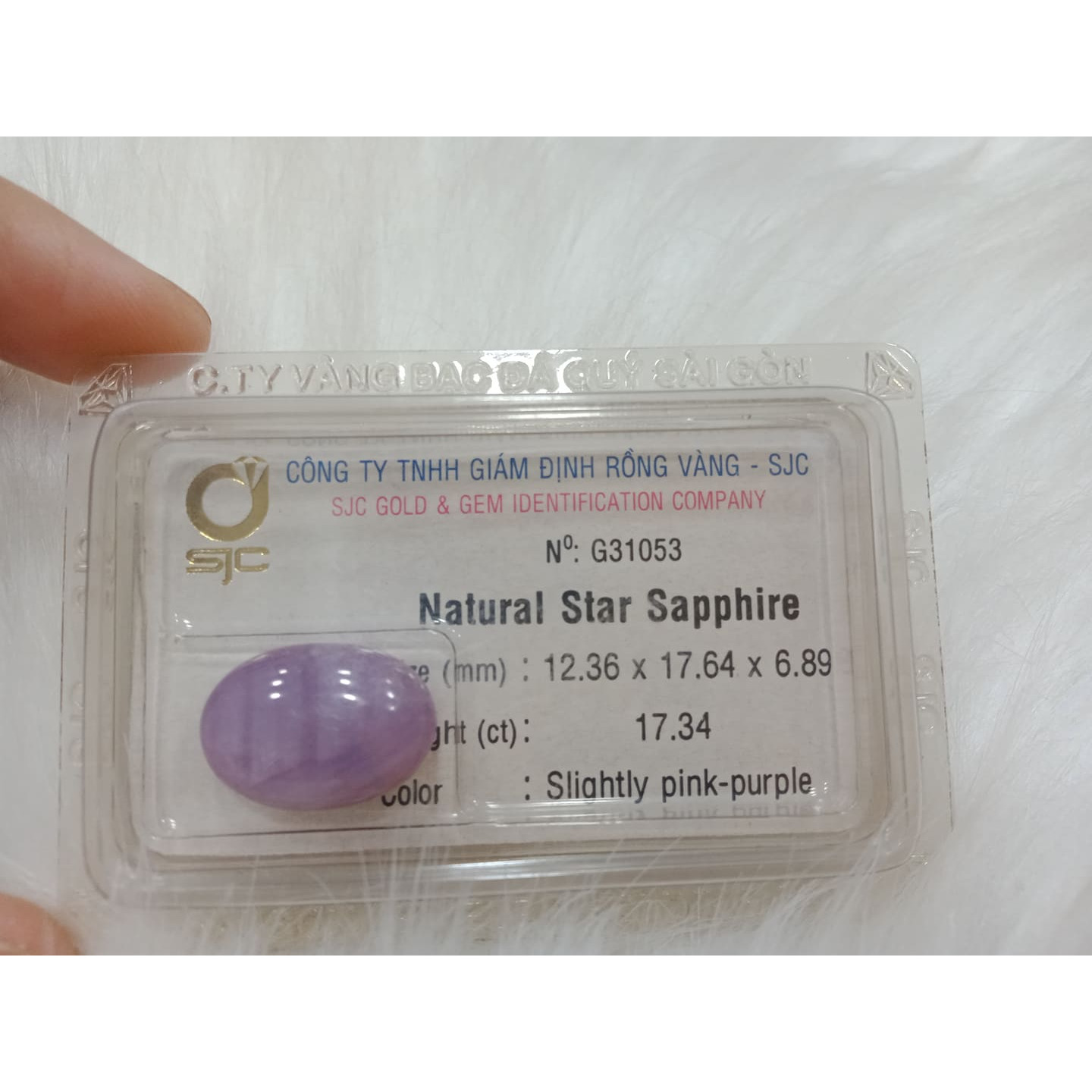 Viên sapphire sao oval màu tím 17.34ct 31053