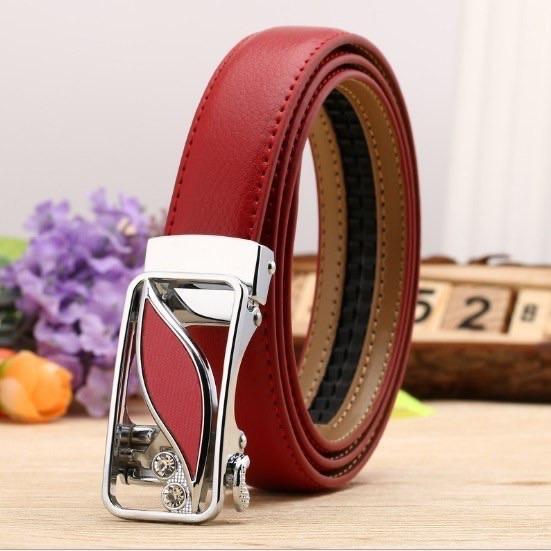 Thắt lưng nữ da bò khoá tự động - mặt khoá hoạ tiết Lá