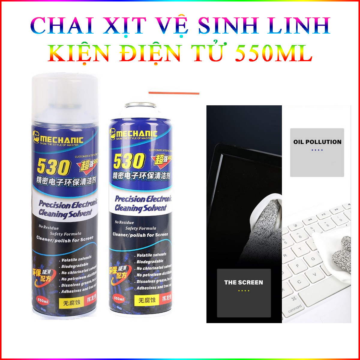 Chai Xịt Tẩy Keo Vệ Sinh Linh Kiện Điện Tử Zhanlida 530S 550Ml