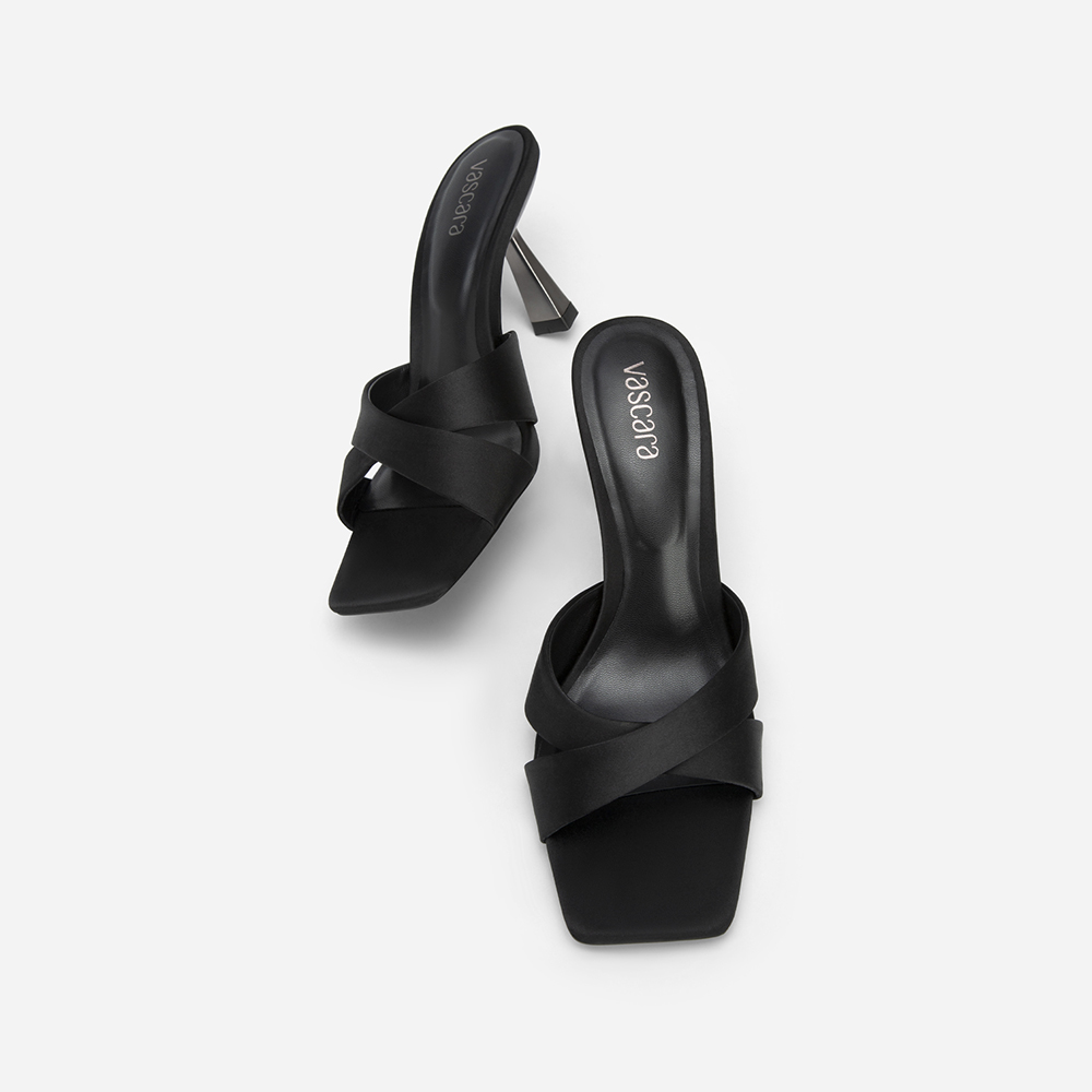 Vascara Guốc Satin Quai Đan Chéo Spool Heel - GNN 0181